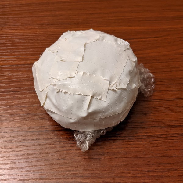 Bubble wrap covered tightly with tape